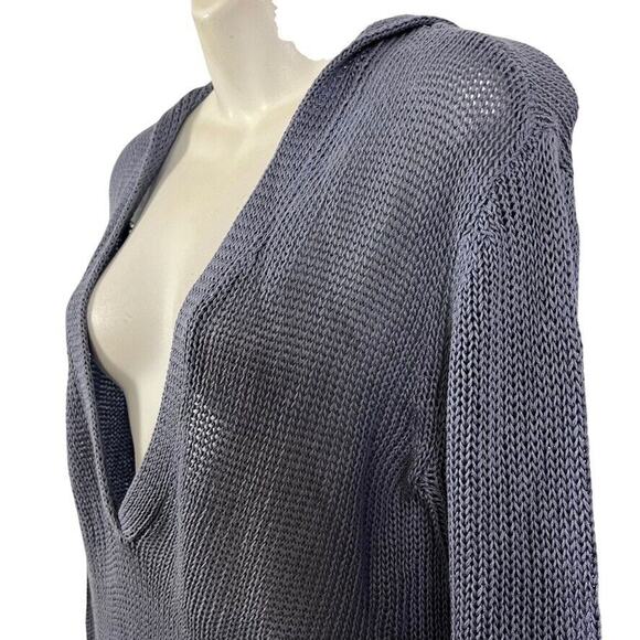 J Jill Womens 100% Mercerized Cotton Violet Oversized Loose Hooded Sweater sz M - Picture 10 of 16